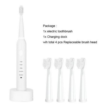 Waterproof Rechargeable Automatic Sonic Electric Toothbrush with Anti-slip Handle rotating toothbrush