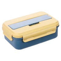 Eco-friendly Food Grade Plastic Wheat Straw 3-division Tiffin Lunch Box With Spoon&fork&lock Lid