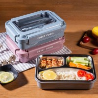 Portable Stainless Steel Lunch Box With Spoon Food Container Dinnerware Set Microwave Adult Student Bento Box