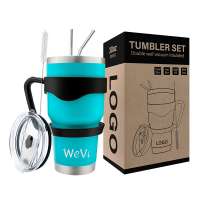 WeVi wholesale 20oz 30oz double walled vacuum insulated stainless steel travel coffee tumbler with straw