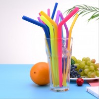 Eco Friendly  Reusable BPA Free Soft Folding Silicone Straw with Cleaning Brushes for juice Cups Stainless Steel Tumbler